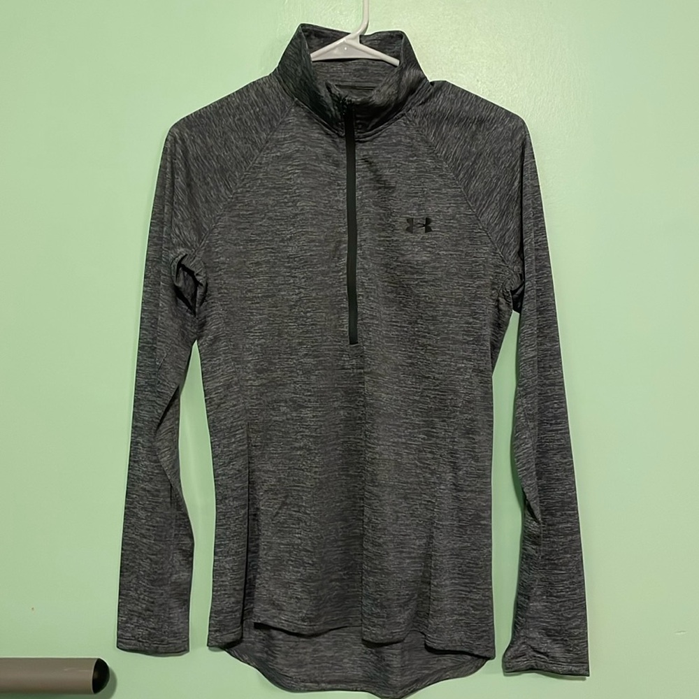 Women’s Grey Under Armour 1/2 Zip Long Sleeve Shirt, Size Small